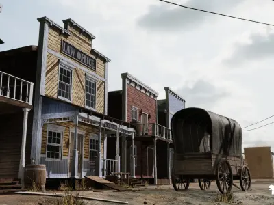 Western Town-Village Pack Low-poly 3D model