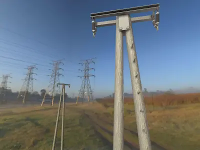 Wooden Electricity Pole without Ladder - Object 039 Low-poly 3D model
