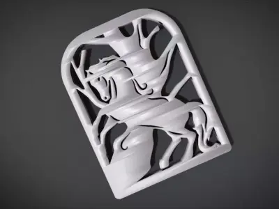 Window ventilation ornaments with horse motifs 3D print model