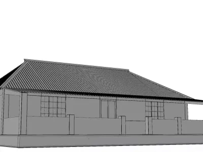 Traditional rural village mosque Low-poly 3D model