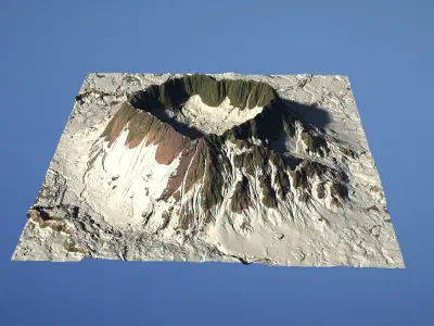 Landscape Environment Volcano Snow 24 Low-poly 3D model