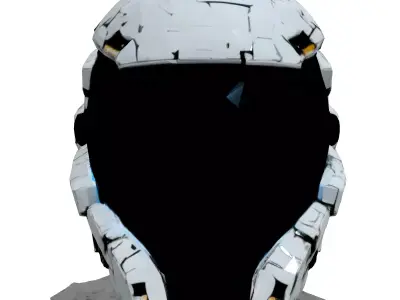 SciFi Helmet Futuristic Damaged Design Low-poly 3D model