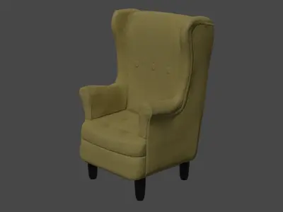 PBR Armchair low poly game ready 3d model wing chair Low-poly 3D model