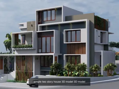 Houses modern house with different elevations 3D Model Pack
