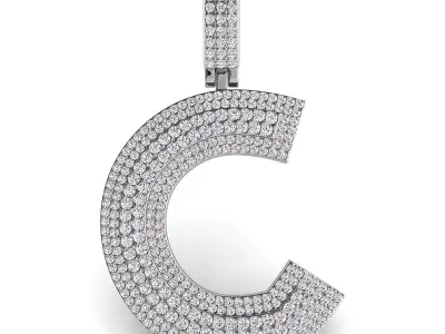 Alphabet Latter C Diamond Pendent 3D print model