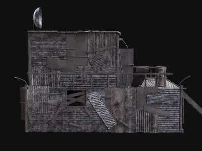 SHELTER POST APO HOUSE HUT IMPROVISED PLATE DEBRIS SURVIVAL AAA Low-poly 3D model