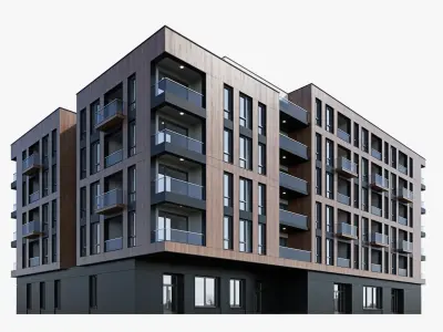 Modern residential building 17 3D model