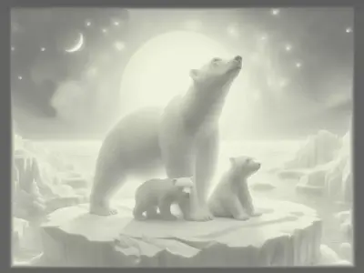 Polar bear with cubs 3D print model