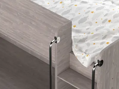 Horizon King Single Loft Bed with Shelves 3D model