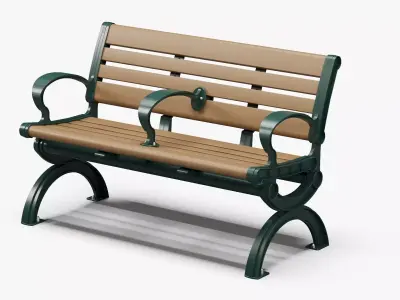 Cast Aluminum Classic Park Bench 3D model