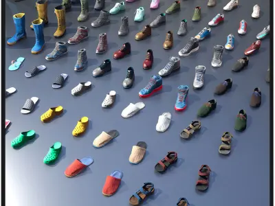 Civilian Shoes 50 Assets Low-poly 3D model