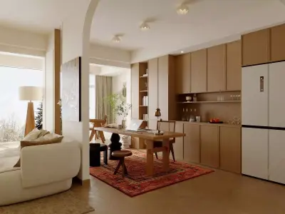 Pixels and Flowers living room interior scene 3D model