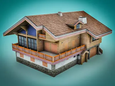 Wooden House type 1 Low-poly 3D model