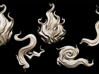 Zbrush and Blender 20 Flames Brushes 3D model