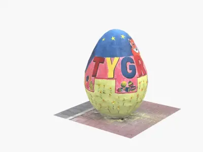 Easter Egg on the street Kindy Little tiger Low-poly 3D model