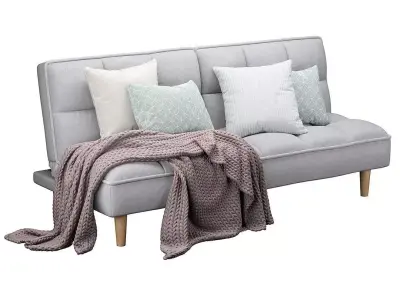Sofa Bed Siljan Fabric Light Grey 3D model