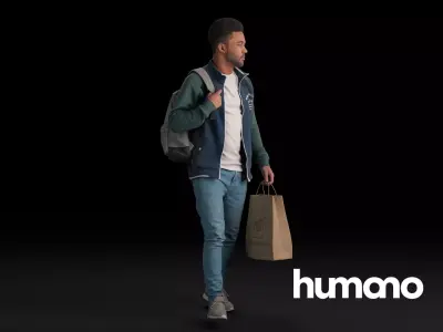 Humano Casual man walking and shopping 0407 3D model