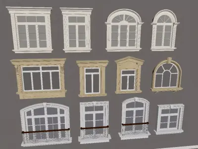 European-style windows 3D model