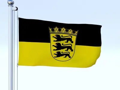 Animated Baden-Wurttemberg German State Flag Low-poly 3D model