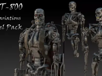 T-800 3D Model Pack  3 High Detail Terminator Variants