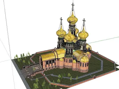 Architecture-Religion-God-Culture-Temple-067 church with gold... 3D model