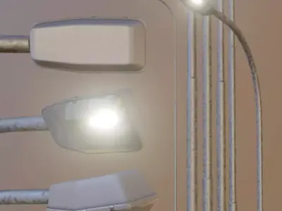 Street Light 5 Galvanized F1 M2 K0 A1 10000mm  Low-poly 3D model