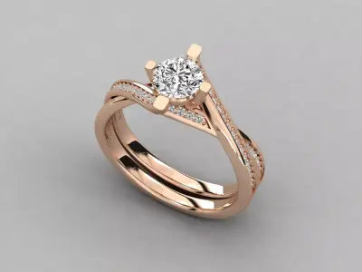 Women Light Weight Solitare Diamond Wedding Ring   16 3D print model