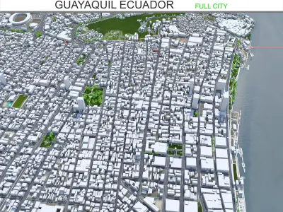 Guayaquil Ecuador 40km Low-poly 3D model