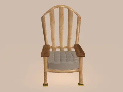 Modern wooden and cotton launch chair 3D model