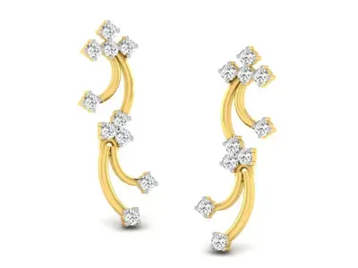 Gold Diamond Women Earring 3D print Model 3D print model 48