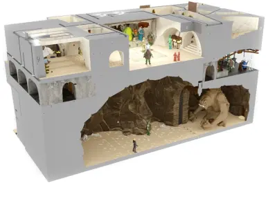 Jabbas Palace Complete set with hangar 1-18 scale Kenner Hasbro 3D Model Pack