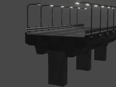 Modular Highway 001 Low-poly 3D model