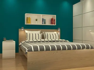 cozy bedroom with study place 2 3D model