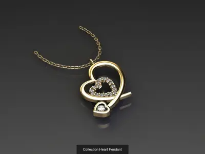 Heart Stone 14  Pendant  Collection 3D Model Pack