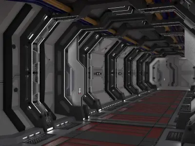 Sci-Fi Corridor Set 1 3D model