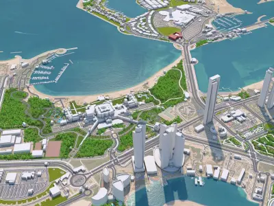 Abu Dhabi Downtown UAE Low-poly 3D model