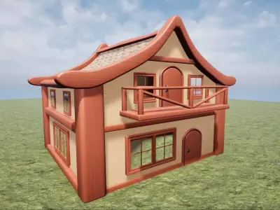 Medieval Fantasy Town Building 2 Game Ready Low-poly 3D model