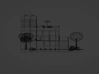 modern villa Low-poly 3D model