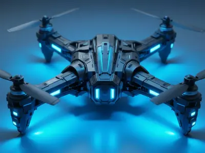 Futuristic Drone 3D Model Sci-Fi UAV  Game-Ready Low Poly  Low-poly 3D model