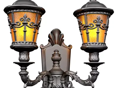 Outdoor forged classic wall lamp lantern sconce streetlight  3D model