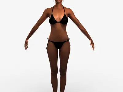 African American Woman Character Rigged 3D model