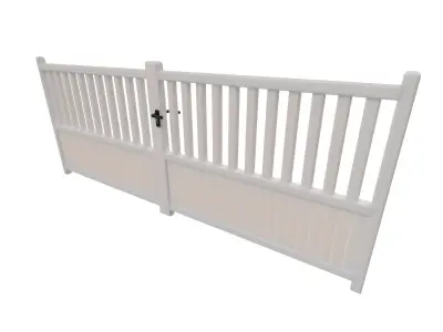 White gate for house Low-poly 3D model