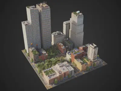 City District C2-A18 MAYA Low-poly 3D model