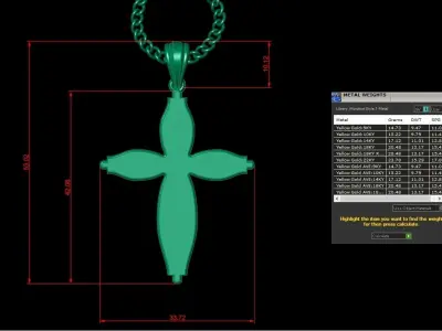 Light Gold 18K Cross Pendant 1CP070 3D print model purchase