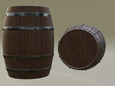 3D Wooden Barrel 3D model