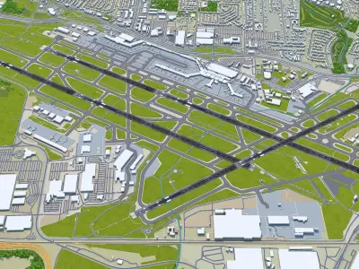 St Louis Lambert Airport 15km Low-poly 3D model