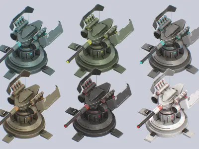 Plasma turret Low-poly 3D model 2