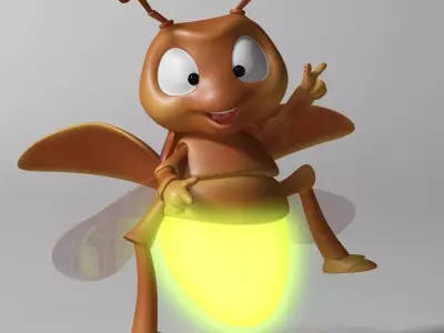 Cartoon Firefly RIGGED Low-poly 3D model