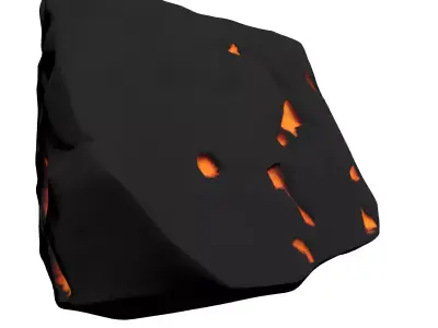 Glowing Cracked Lava Rock Low-poly 3D model