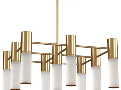 Etoile 9-Lights Natural Brass  White Glass Chandeliers 3D model